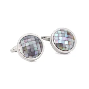 Round Purple Mother of Pearl Tiles Cufflinks (Online Exclusive)