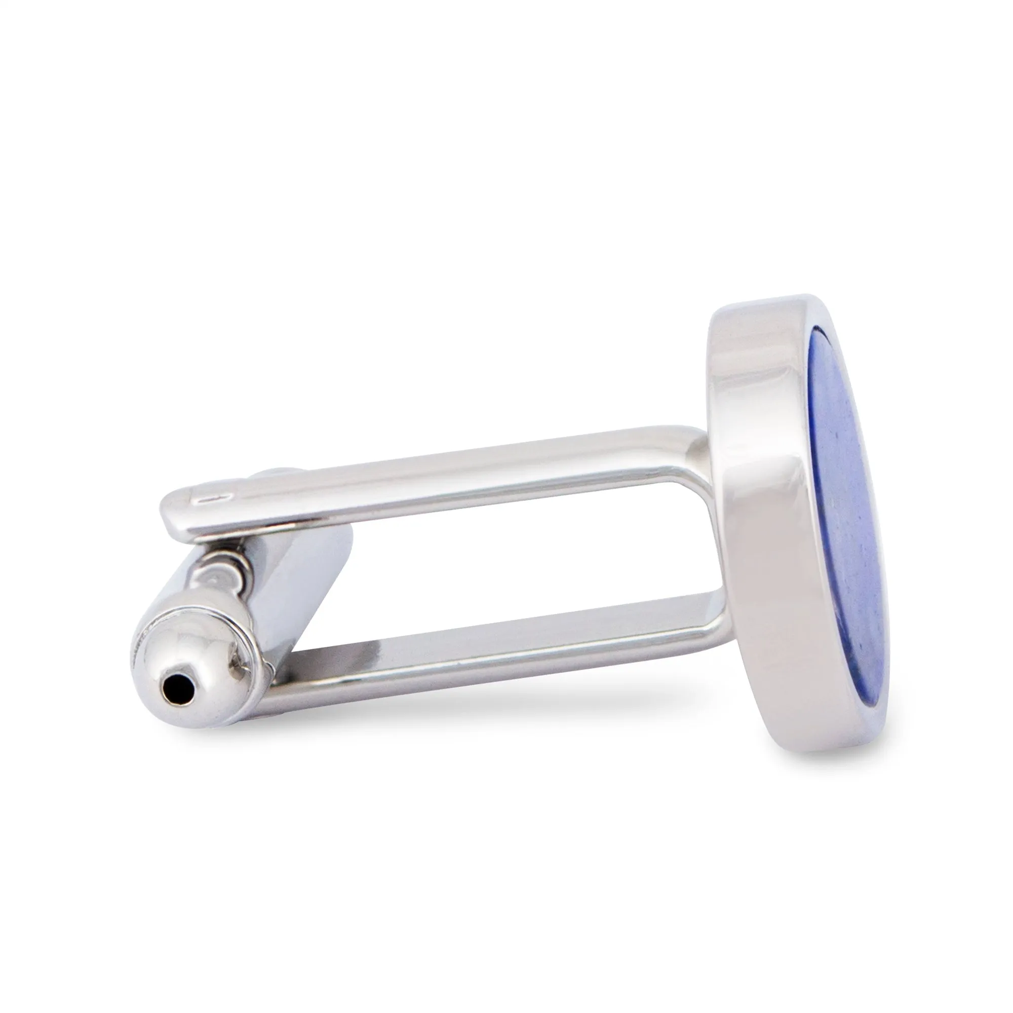 Round Silver Cufflinks with Blue Lapis (Online Exclusive)