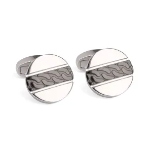 Round Silver with Textured Gunmetal Center Strip