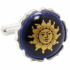 Royal Copenhagen Navy & Gold Sun Cufflinks