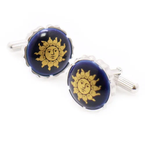Royal Copenhagen Navy & Gold Sun Cufflinks