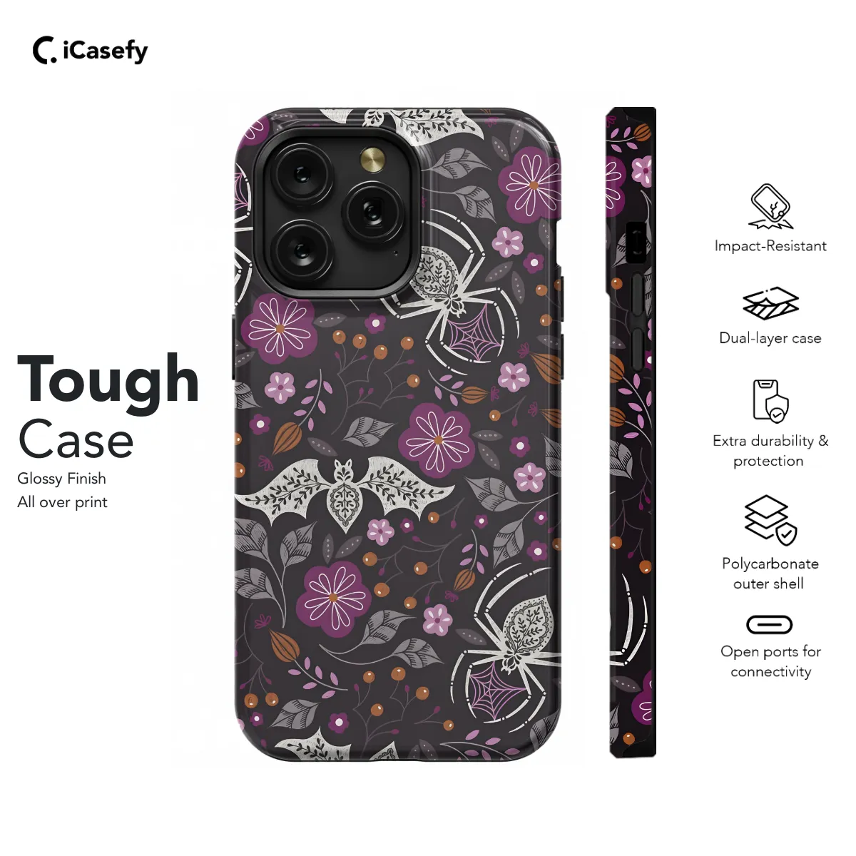Seamless Floral Spider Web Bat Phone Case iPhone Samsung Cover Pixel 1032