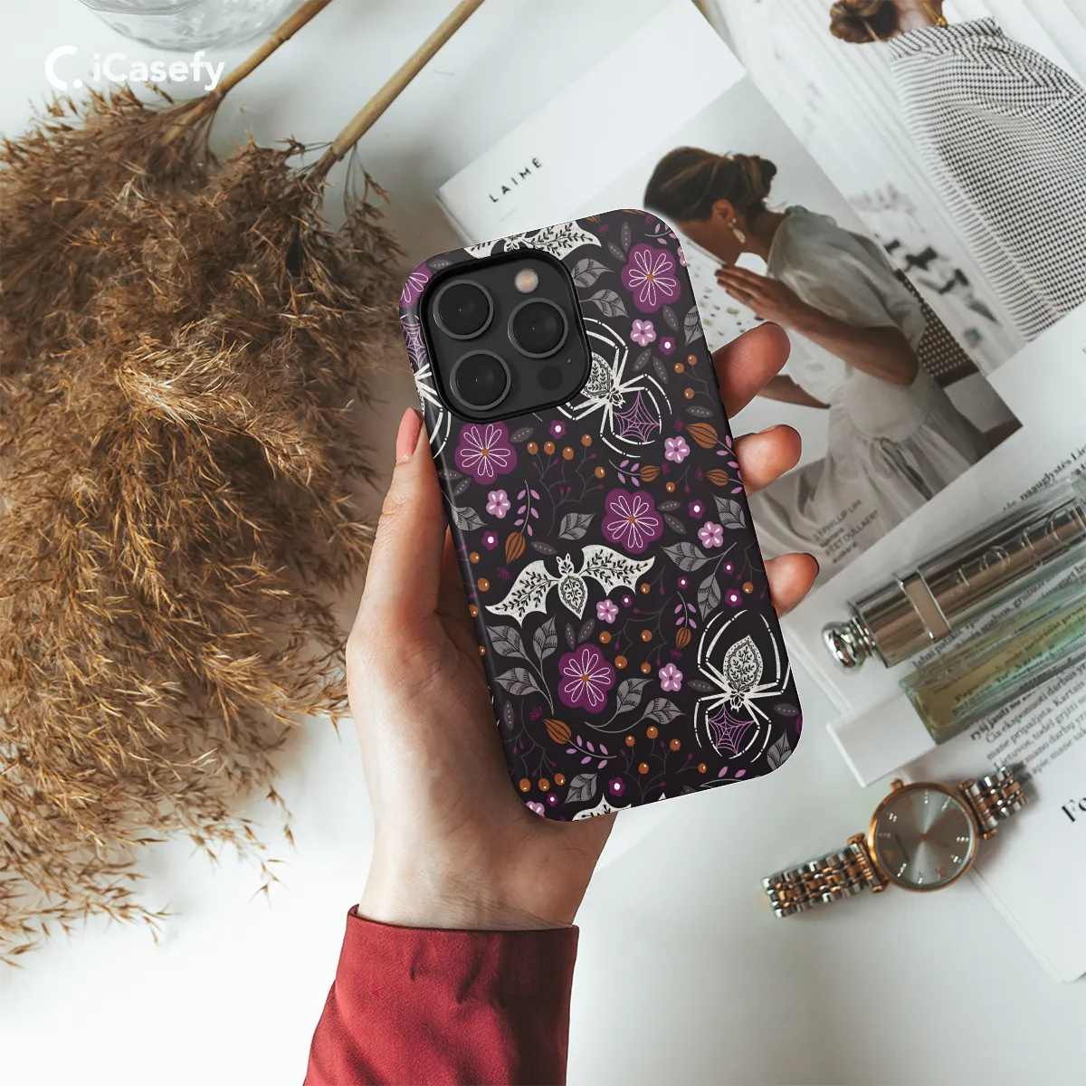Seamless Floral Spider Web Bat Phone Case iPhone Samsung Cover Pixel 1032
