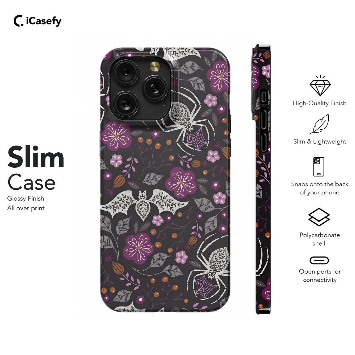 Seamless Floral Spider Web Bat Phone Case iPhone Samsung Cover Pixel 1032