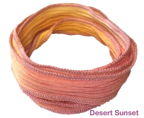 Silk Wrap Bracelet with Sterling Silver 925 Peace or OM Charm