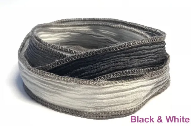 Silk Wrap Bracelet with Sterling Silver 925 Peace or OM Charm