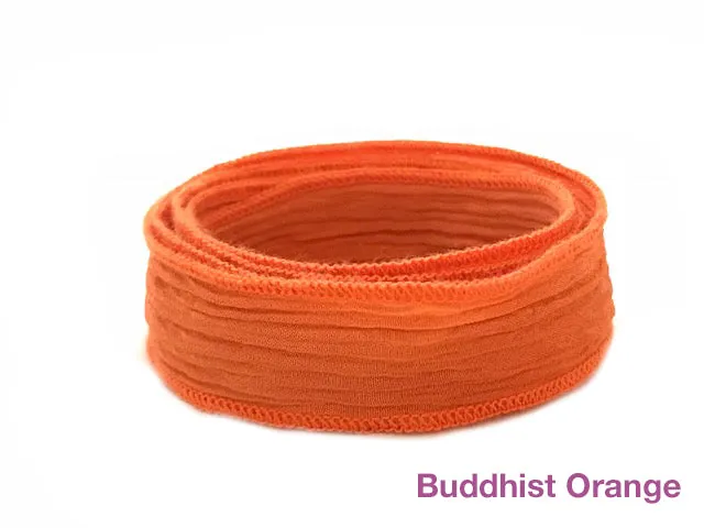Silk Wrap Bracelet with Sterling Silver 925 Peace or OM Charm
