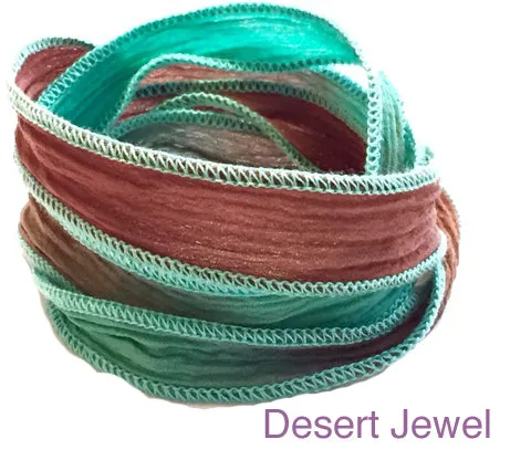 Silk Wrap Bracelet with Sterling Silver 925 Peace or OM Charm