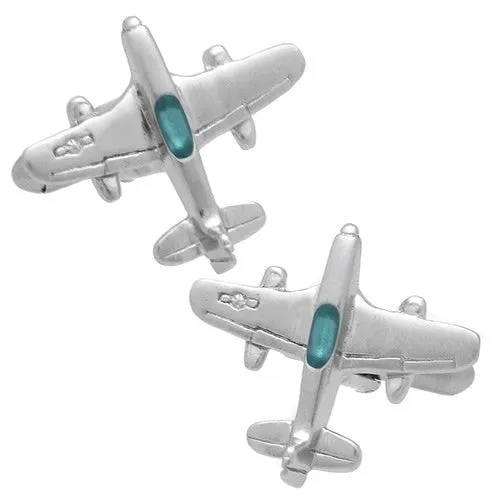 Silver Airplane Cufflinks