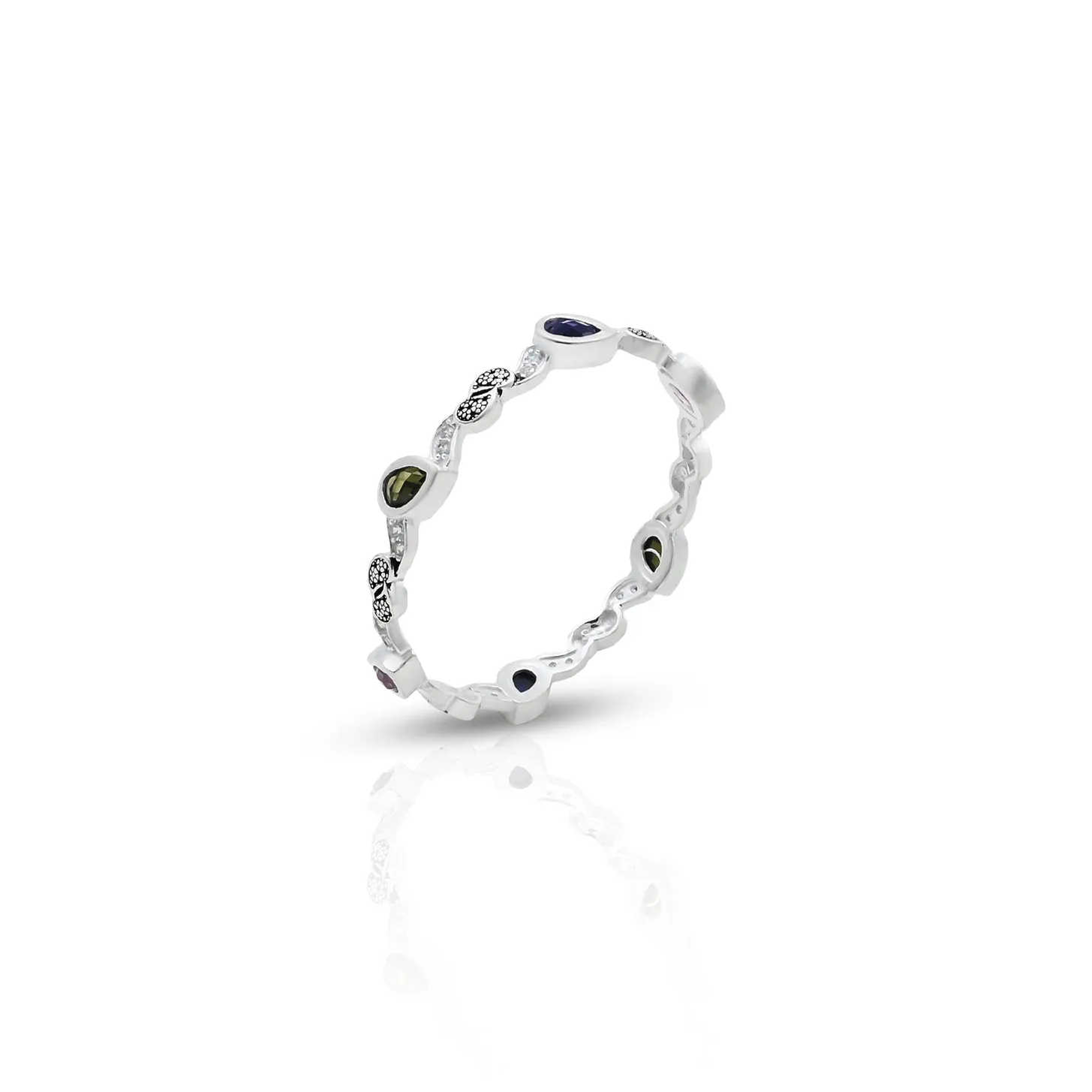 Silver Premium Gem Stone with Leaf Design Bangles for Girls
