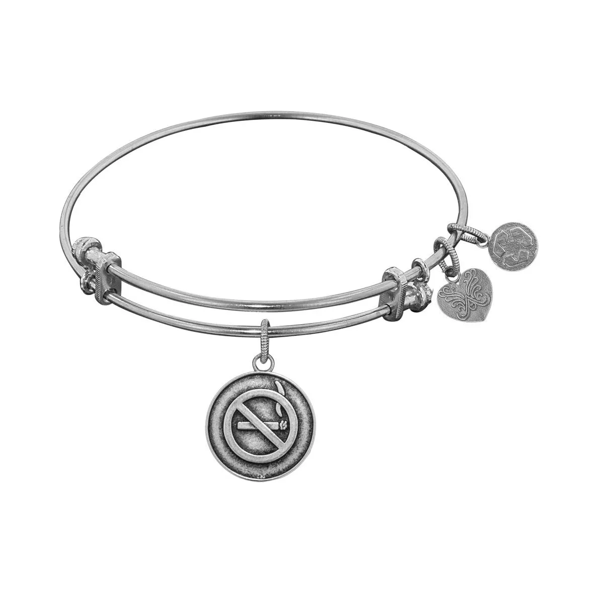 Smooth Finish Brass No Smoking Angelica Bangle Bracelet, 7.25"
