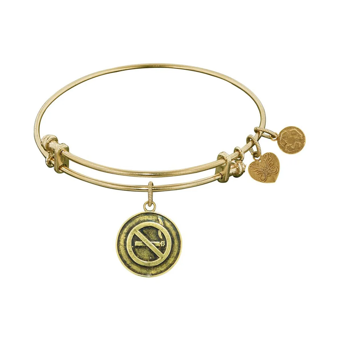 Smooth Finish Brass No Smoking Angelica Bangle Bracelet, 7.25"