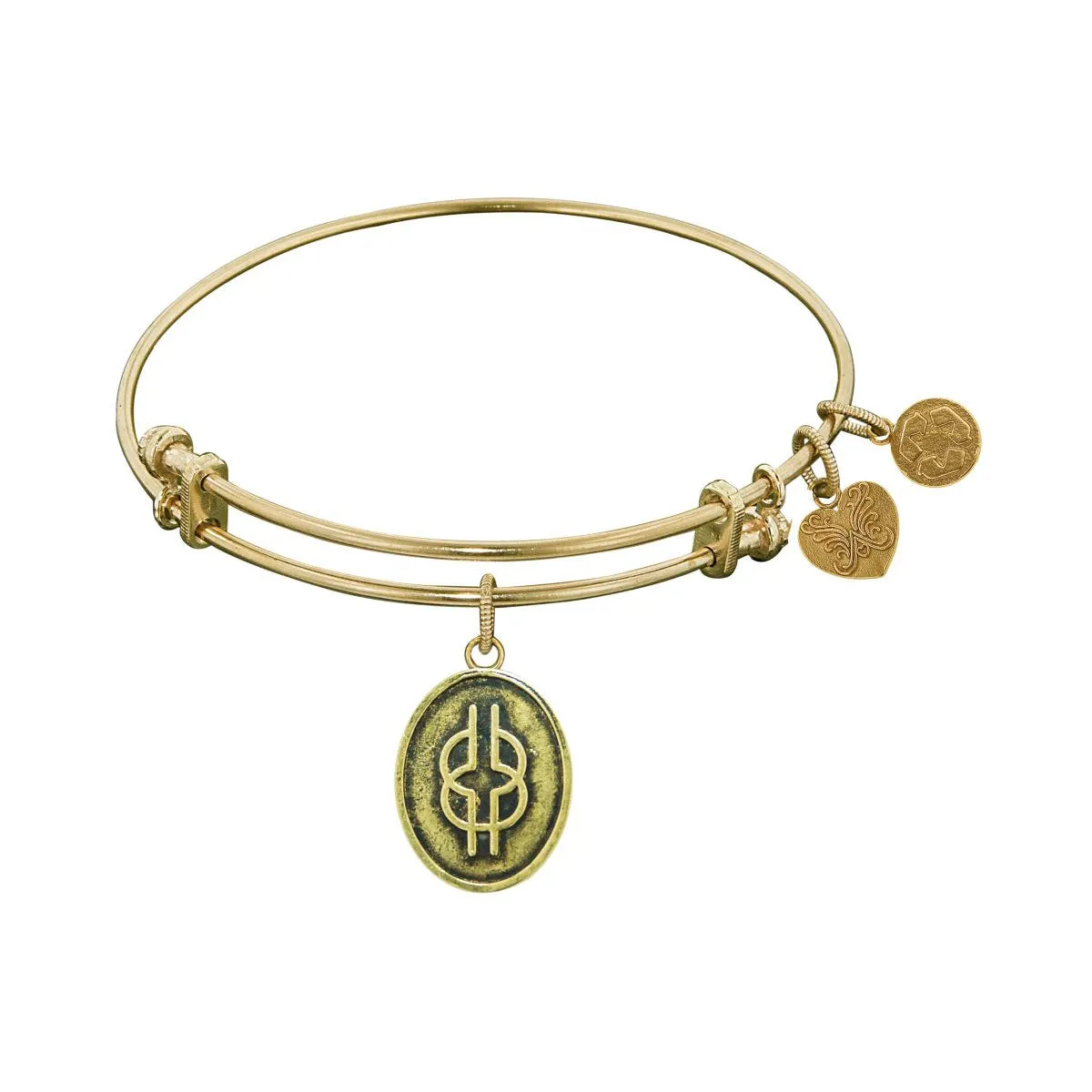 Smooth Finish Brass Wisdom Knot Angelica Bangle Bracelet, 7.25"