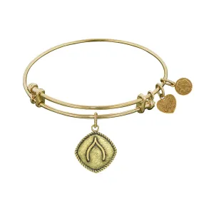 Smooth Finish Brass Wishbone Angelica Bangle Bracelet, 7.25"