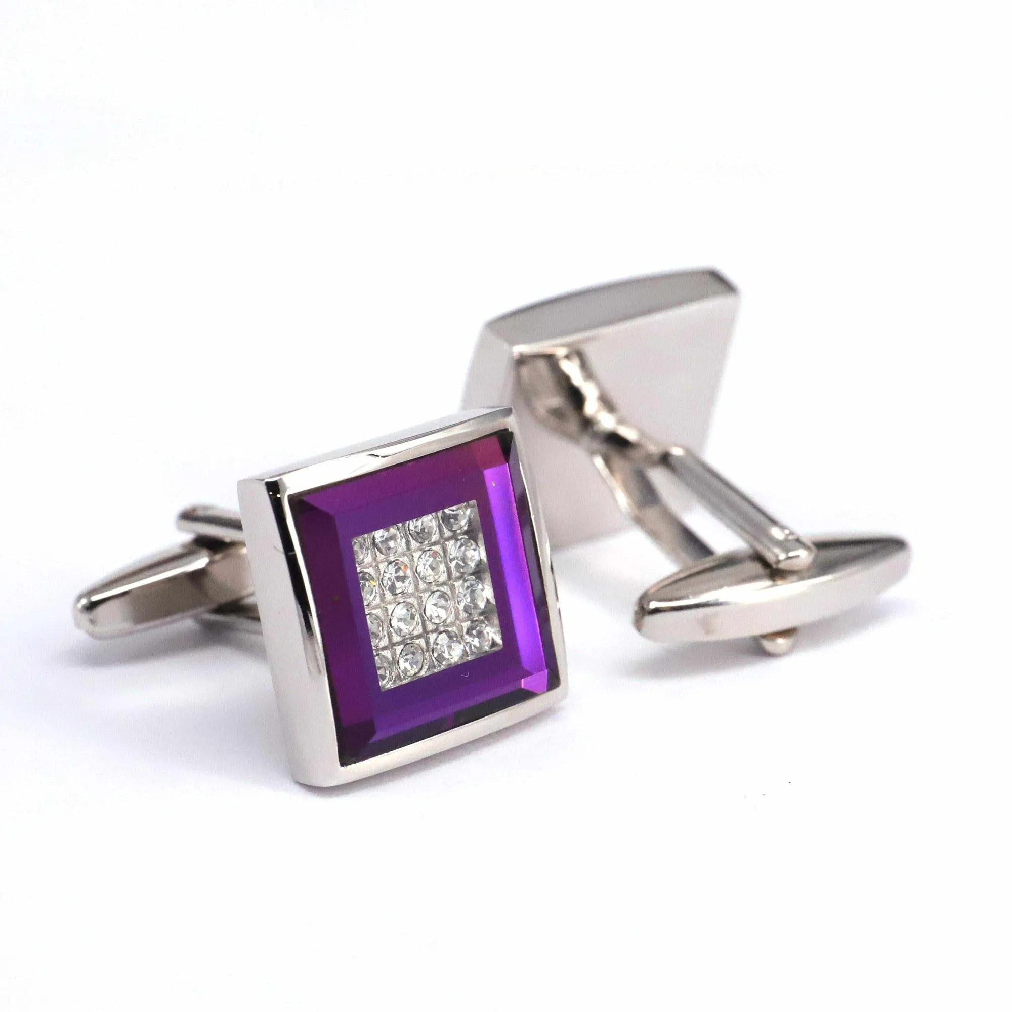 Square Cufflinks with Crystal Details