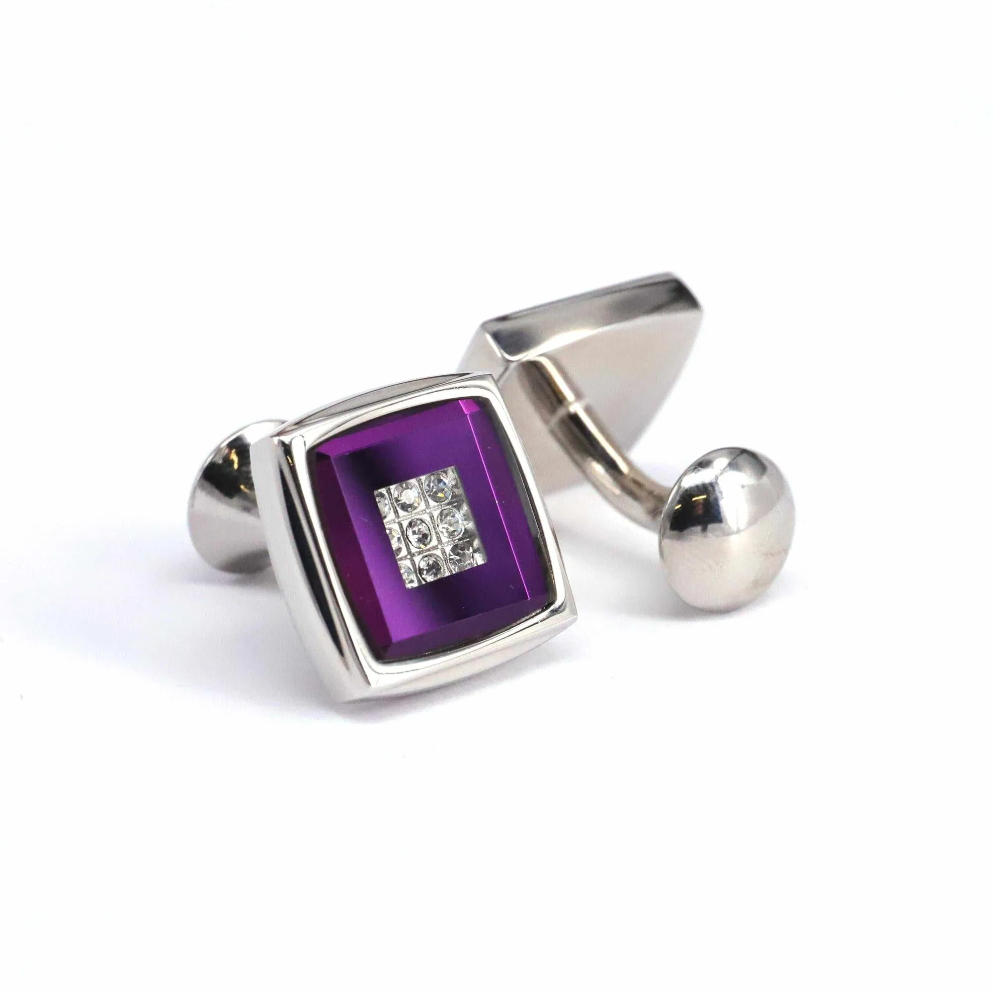 Square Cufflinks with Crystal Details