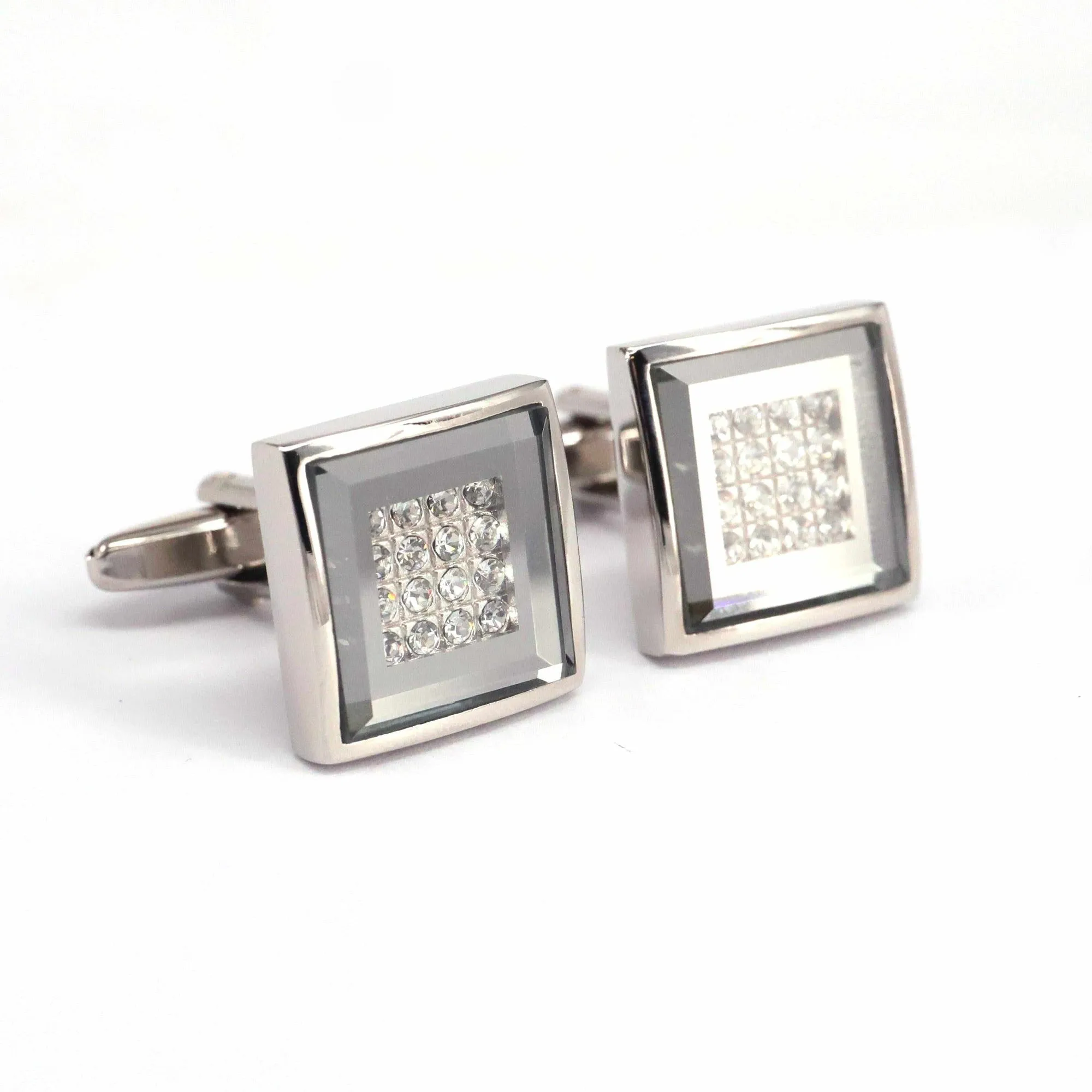 Square Cufflinks with Crystal Details