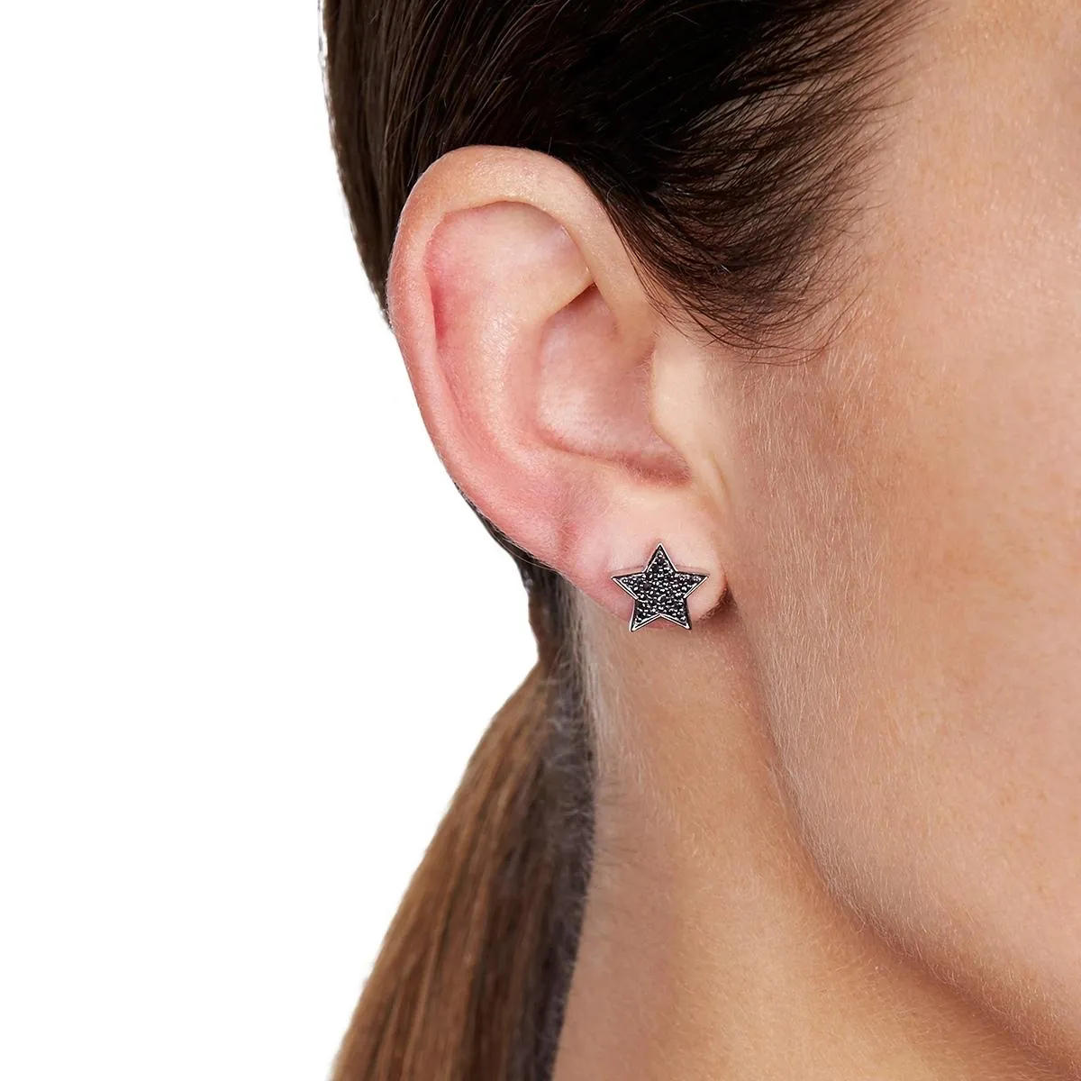 STASIA Star Black Diamond Stud Earring Single