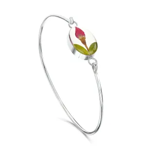 Sterling Silver Miniature Rose Bangle with Real Rose Bud | Valentine’s Day Gift