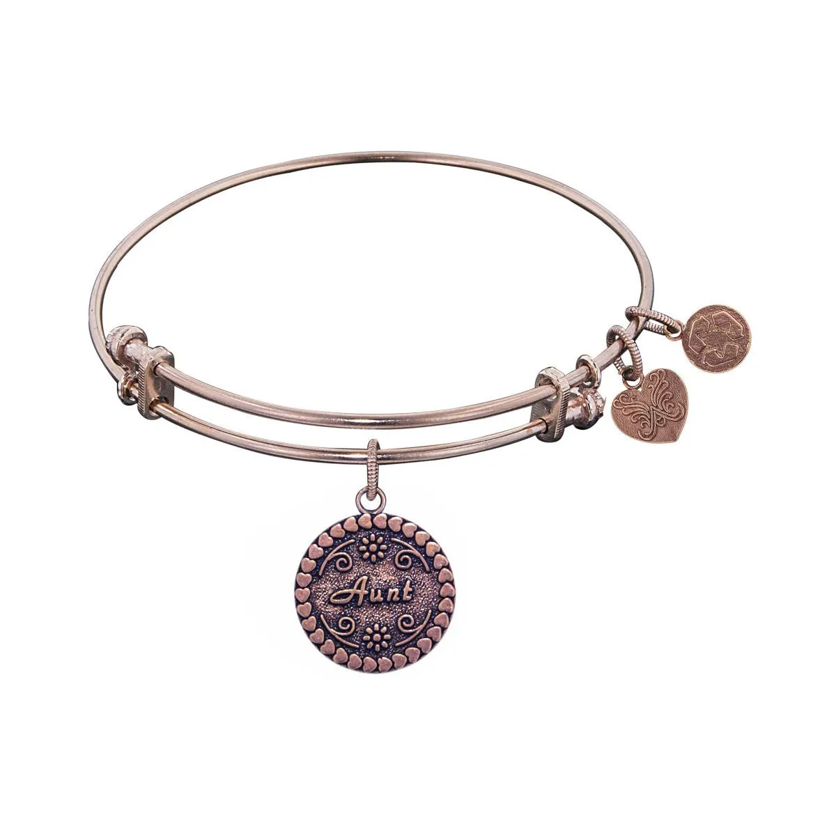 Stipple Finish Brass Aunt  Angelica Bangle Bracelet, 7.25"