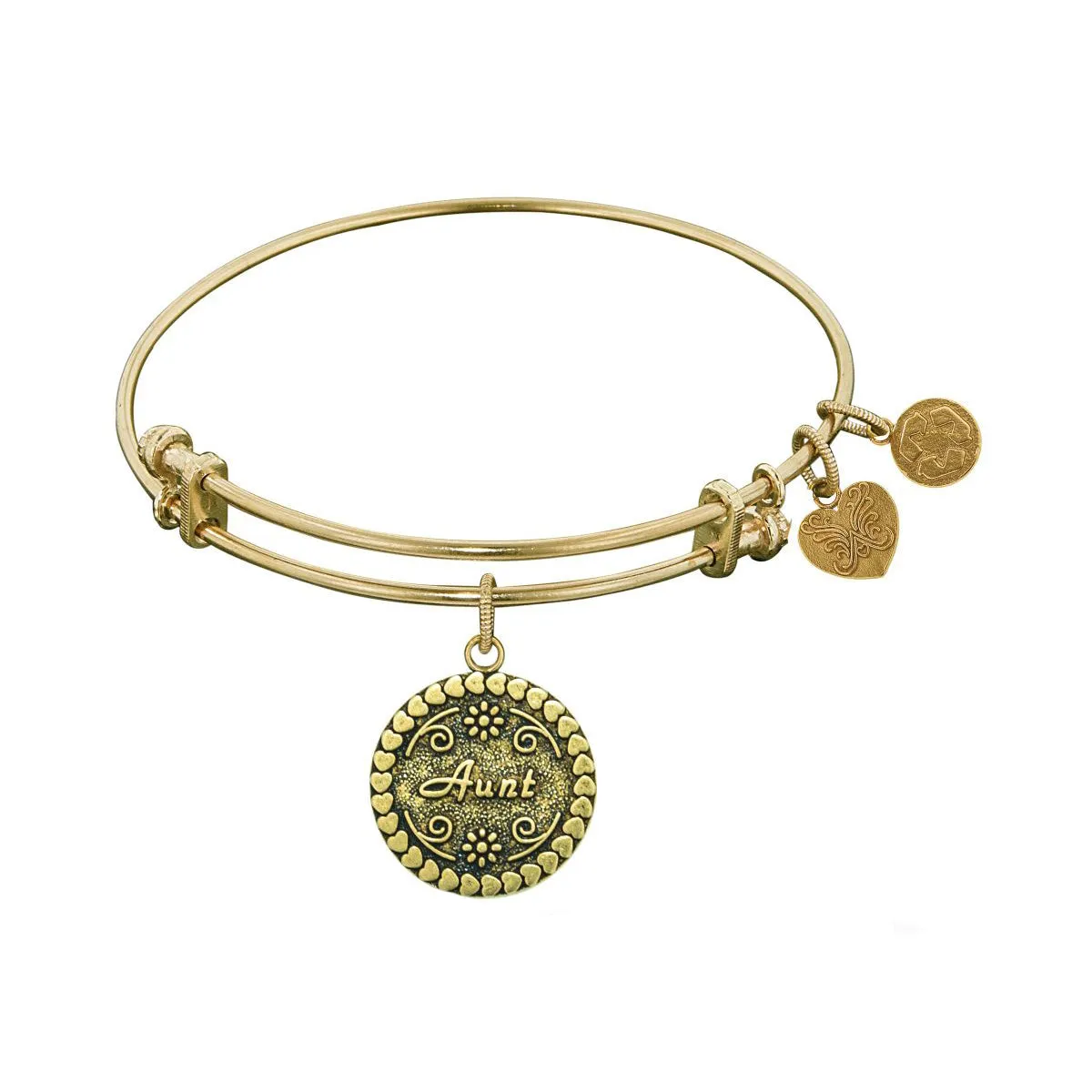 Stipple Finish Brass Aunt  Angelica Bangle Bracelet, 7.25"