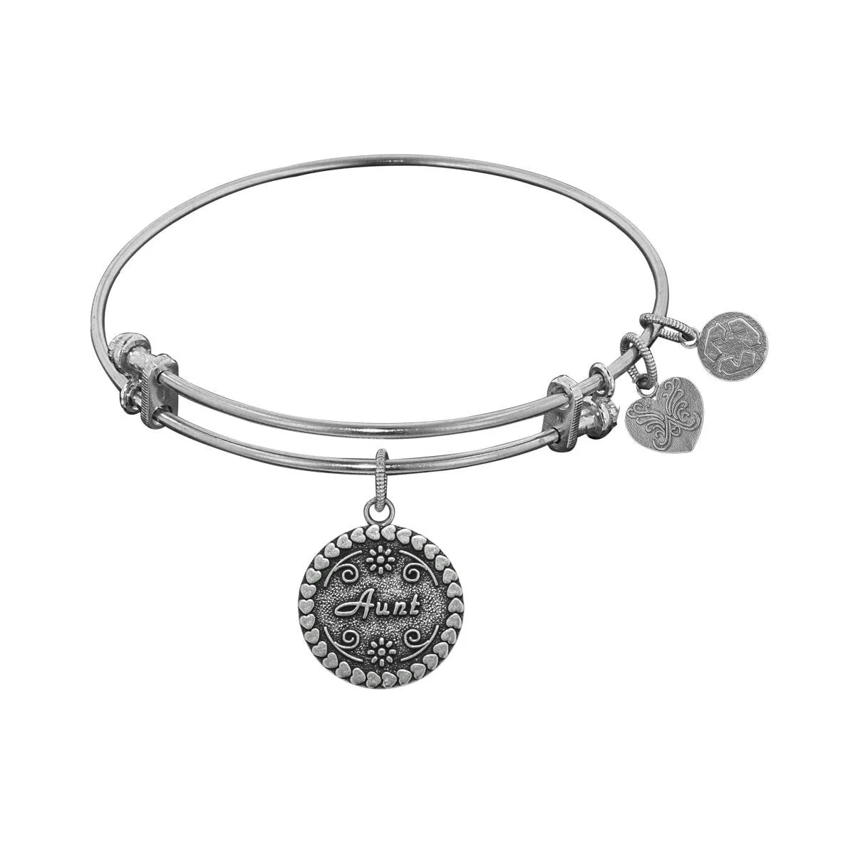 Stipple Finish Brass Aunt  Angelica Bangle Bracelet, 7.25"