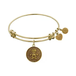 Stipple Finish Brass Boy Angelica  Bangle Bracelet, 7.25"