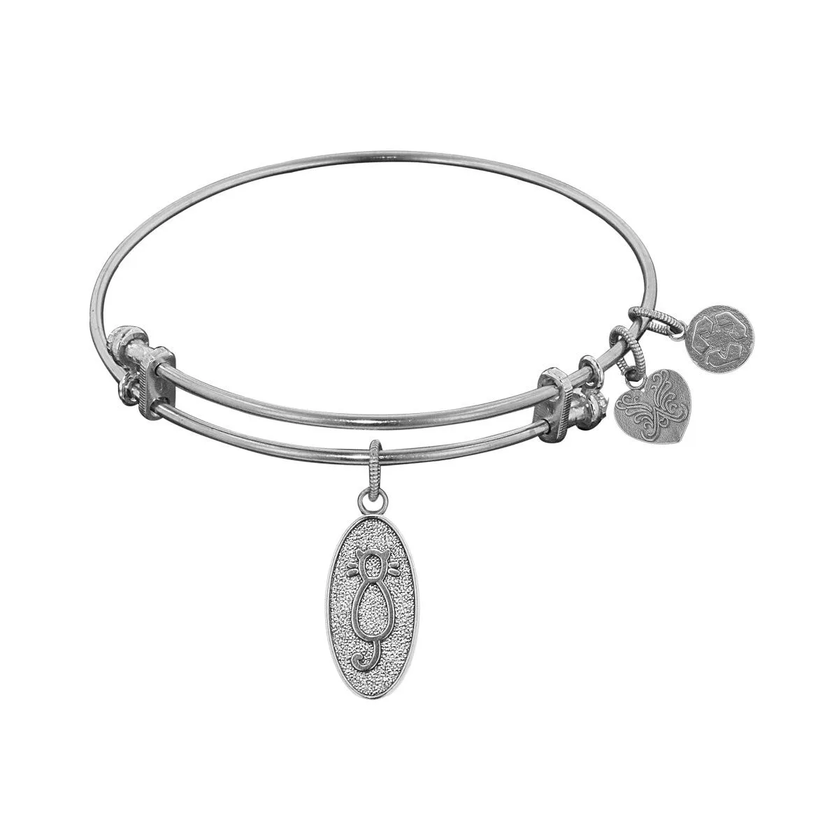 Stipple Finish Brass Cat Angelica Bangle Bracelet, 7.25"