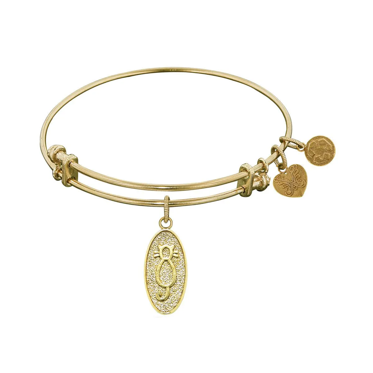 Stipple Finish Brass Cat Angelica Bangle Bracelet, 7.25"