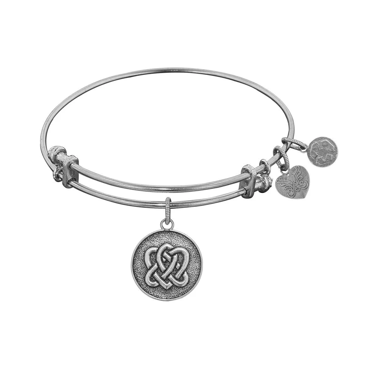 Stipple Finish Brass Eternal Life  and Unity Angelica Bangle Bracelet, 7.25"