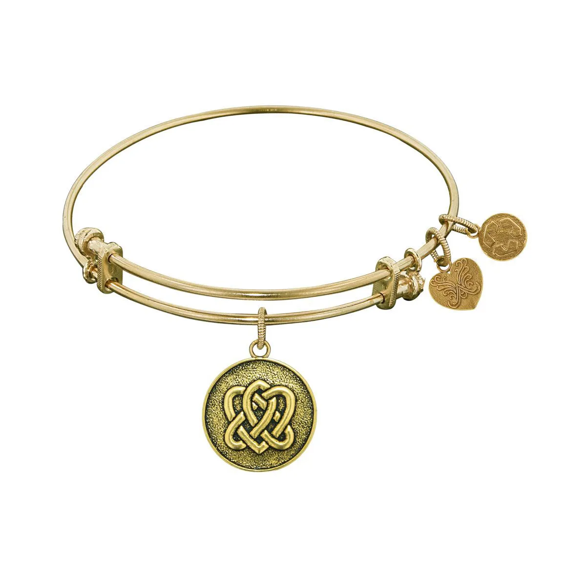 Stipple Finish Brass Eternal Life  and Unity Angelica Bangle Bracelet, 7.25"