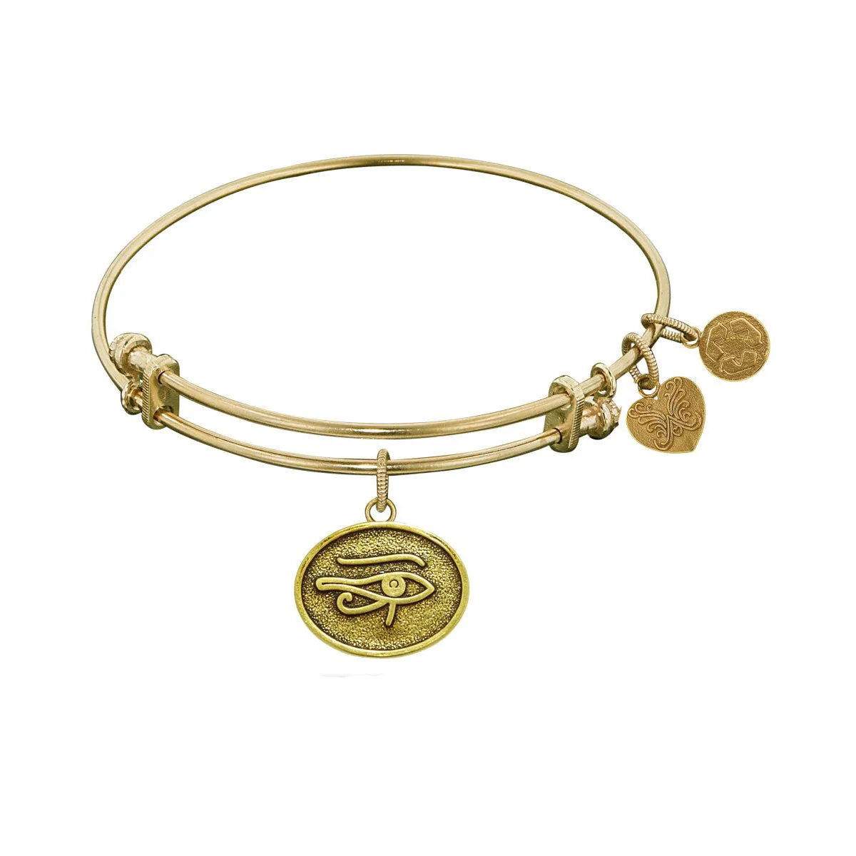 Stipple Finish Brass Eye of Horus Angelica Bangle Bracelet, 7.25"