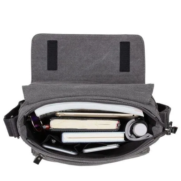 Troop London Organic Cotton Reporter Bag | Charcoal