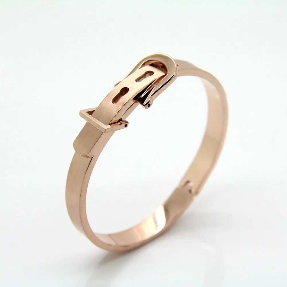 Unisex Women/Men Jewelry Wholesale 4 Colors Real Platinum/18K Gold Plated Round Trendy Belt Bracelets Bangles