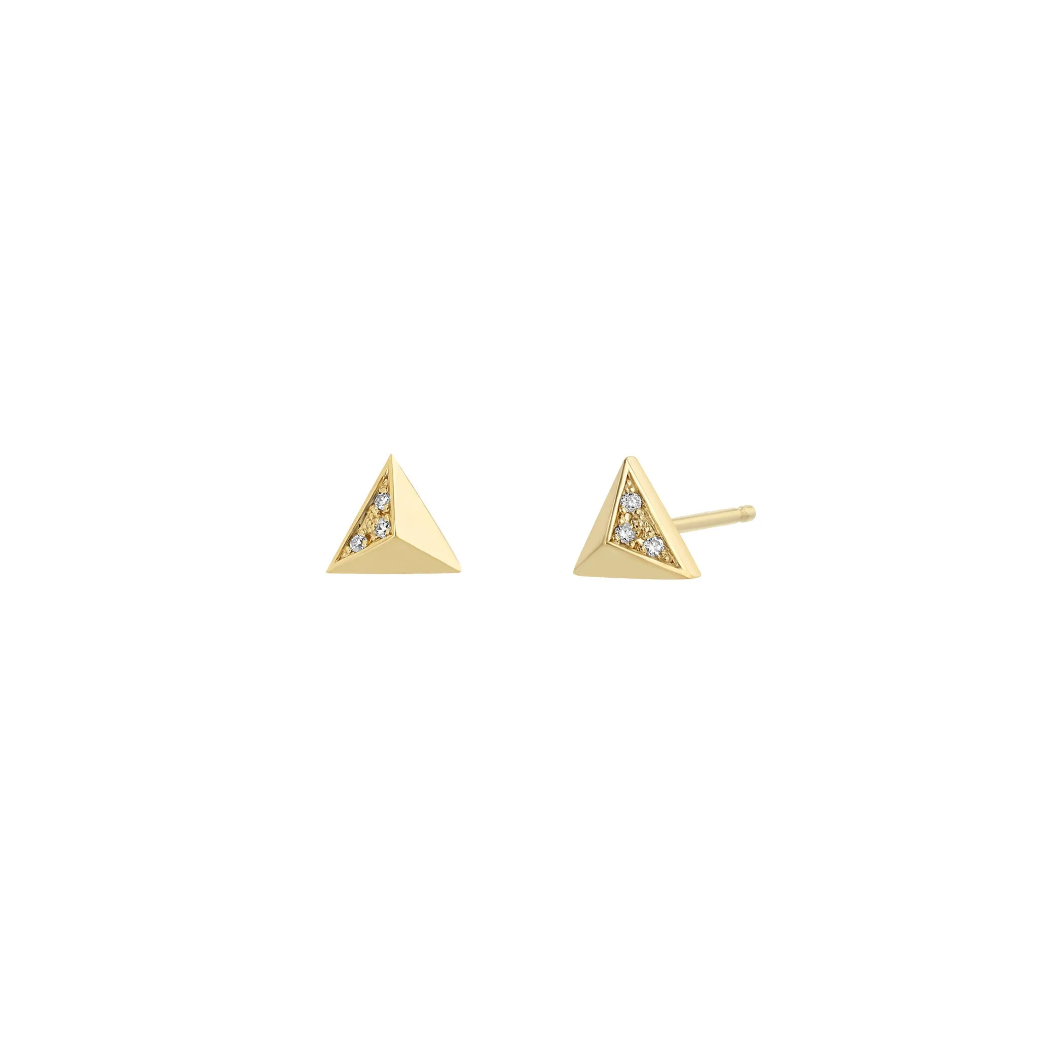 Zoë Chicco 14K Yellow Gold Small Pyramid Diamond Studs